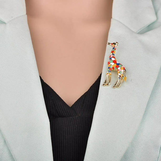 Cute Women Alloy Giraffe Animal Shape Metal Brooch Collar Pin Fashion Jewelry